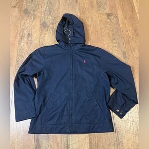 Polo Ralph Lauren Jacket Youth Large 14-16 Navy Blue Full Zip Hooded Red Pony